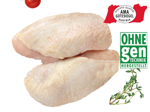 Frische Hendl-Brustfilets mit Haut