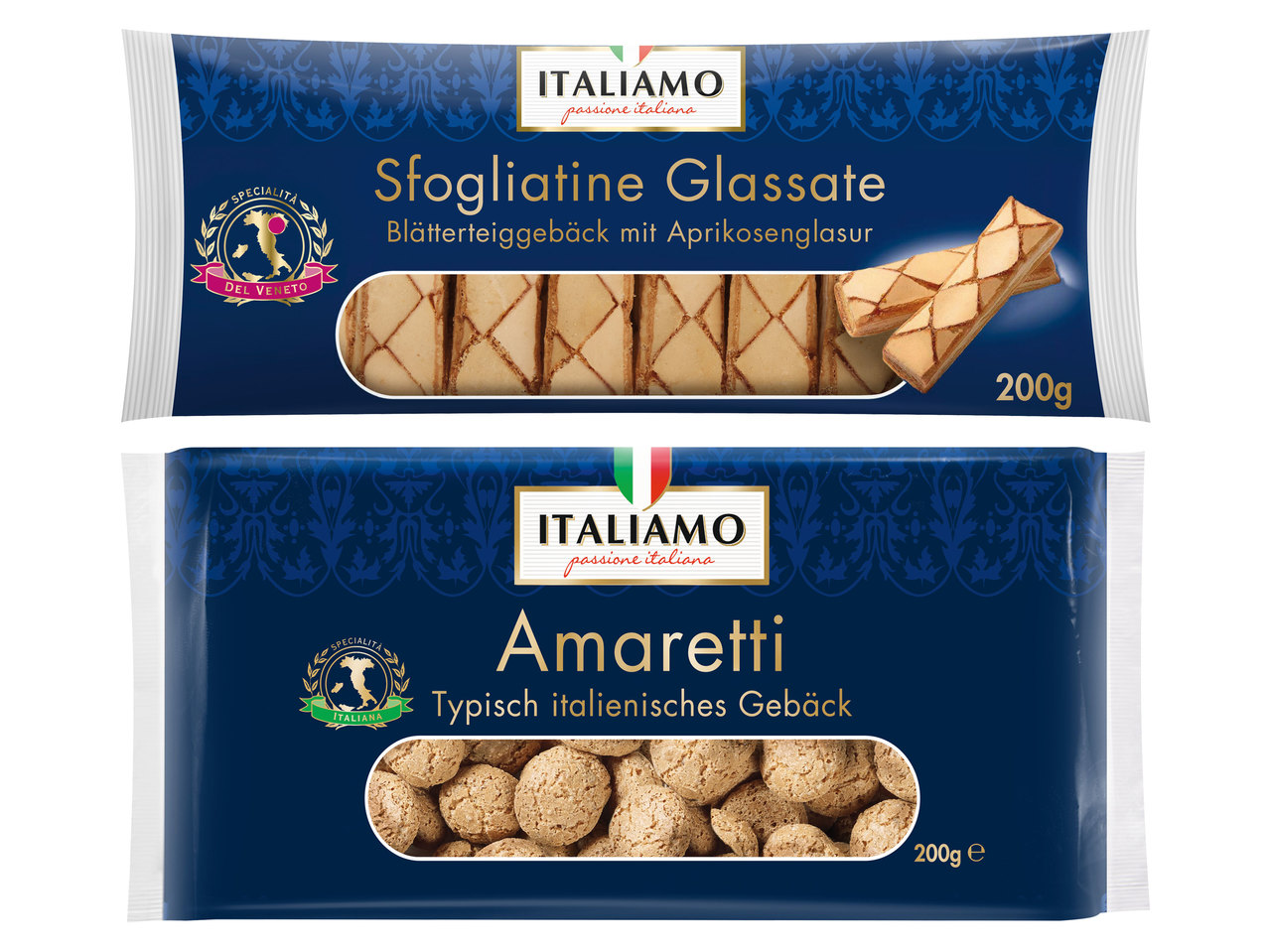 ITALIAMO Amaretti oder Blätterteiggebäck mit Marillenglasur