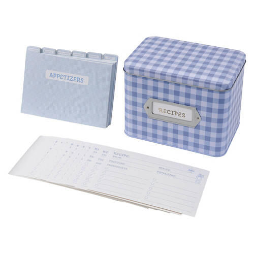 50 Recipe Cards Tin - Gingham