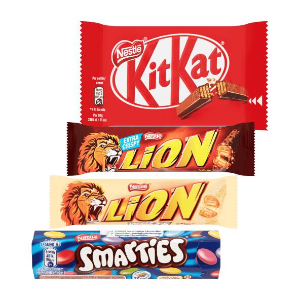 Kit Kat, Lion, Lion White eller Smarties