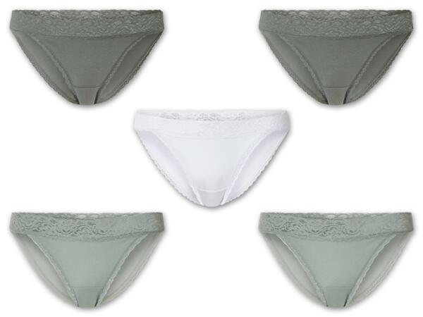 Damen Slip mit Spitze/Hipster, 5 Stück