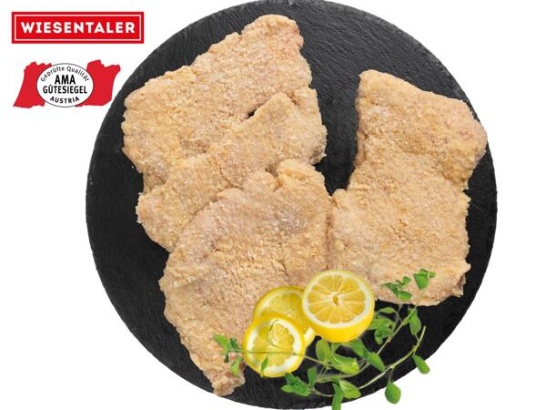 Frische Maishendl Schnitzel paniert