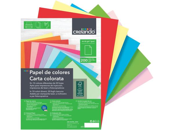 A4 Coloured Paper, 200 Sheets