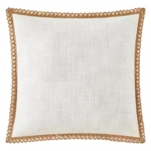 Coastal Decorative Pillow - White Jute Trim