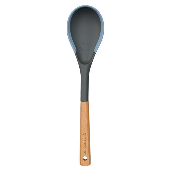 Crofton Blue Solid Spoon Silicone Edge Wooden Utensil