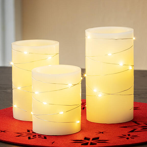 LED-Echtwachskerzen 3er-Set