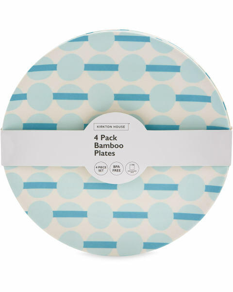 Blue Spot Bamboo Plates 4 Pack