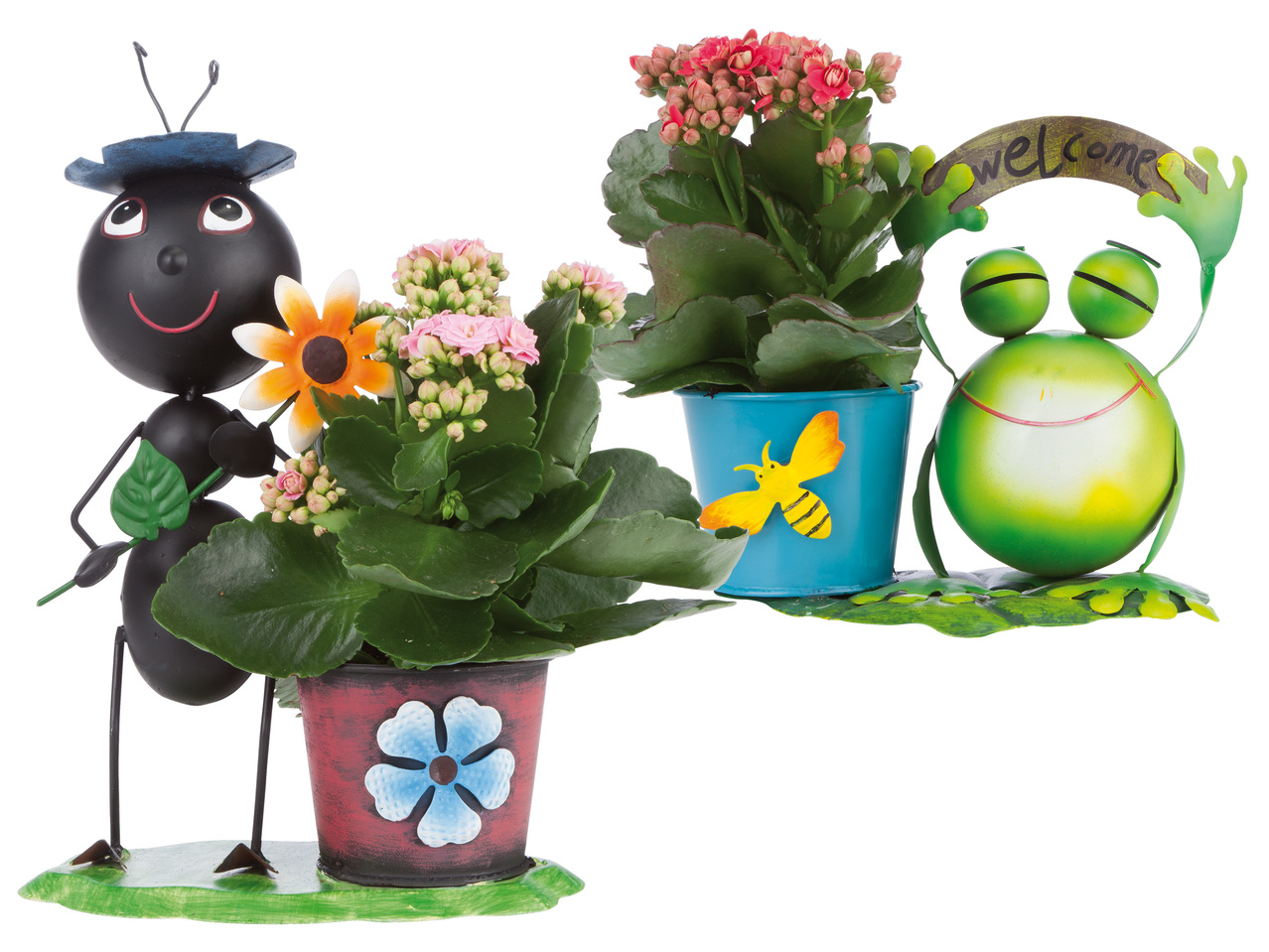 Zinkfiguren mit Kalanchoe