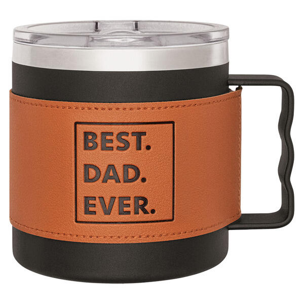 Crofton Black Best Dad Ever Leather Wrapped Mug