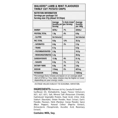 Crisps Lamb & Mint 150g