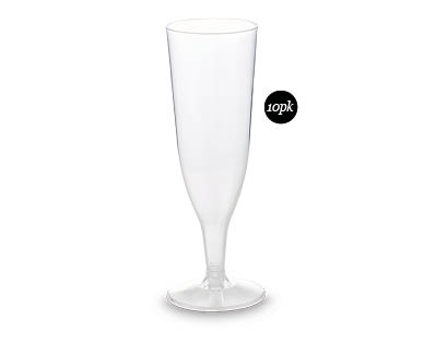 Plastic Champagne Flute or Wine Glass 10pk