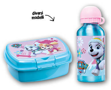 PAW PATROL/DISNEY FROZEN/FEUERWEHRMANN SAM Box per snack/Borraccia in alluminio