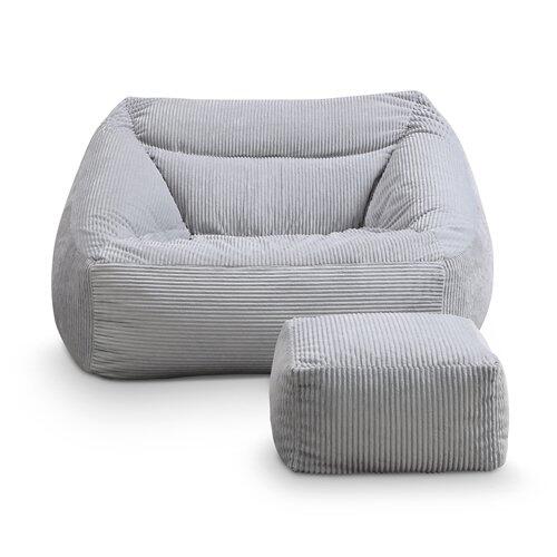 HOME DELUXE, Sitzsack COZY inkl. Hocker, hellgrau