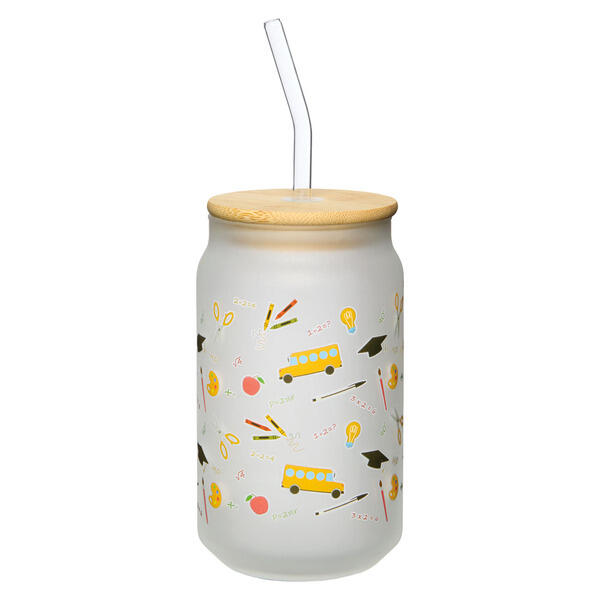 Crofton Frosted Teacher Glass Cup with Lid