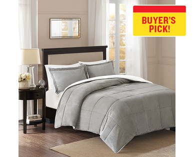 Huntington Home Queen or King 3-Piece Reversible Plush/Sherpa Comforter Set