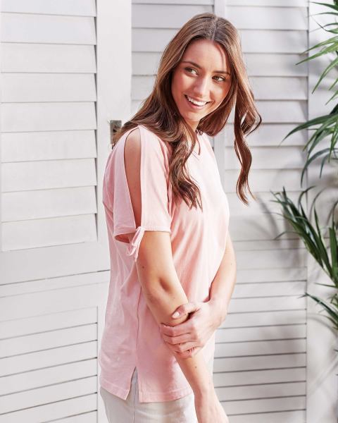 Avenue Blush Open Shoulder Top