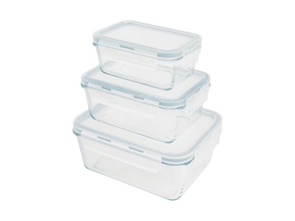Set de boîtes de conservation en verre premium, 3 pièces
