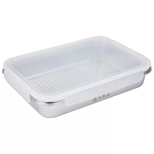 Stainless Steel Marinating Tray with Plastic Lid