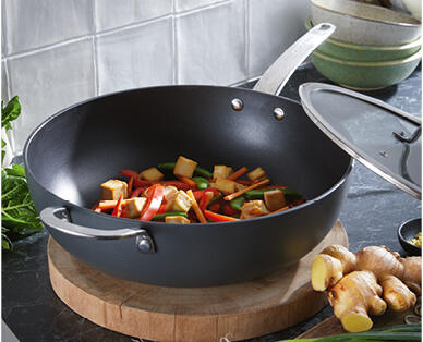Hard Anodised Wok with Lid 32cm