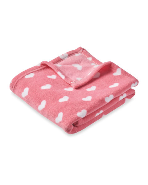Baby Fleece Blanket Pink Hearts