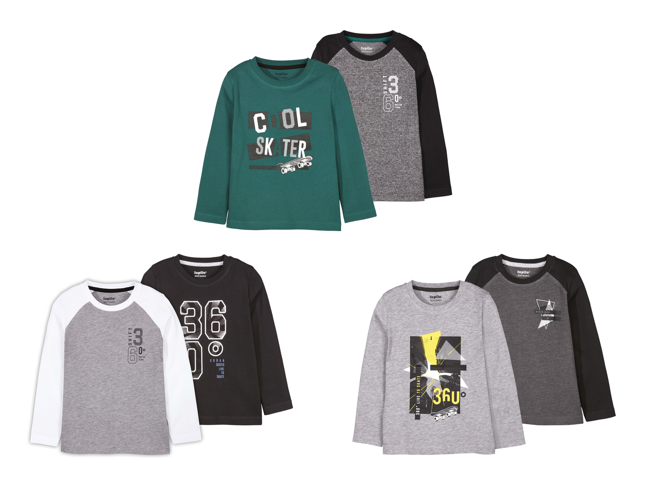 Tee-shirts à manches longues, lot de 21