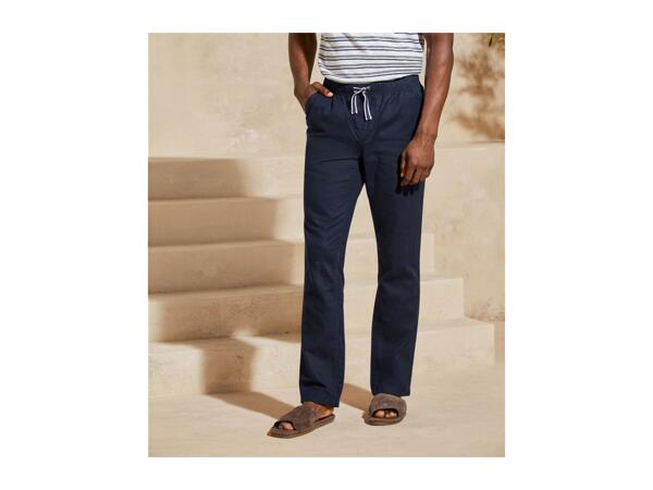 Livergy Men's Linen-Blend Trousers Straight Fit