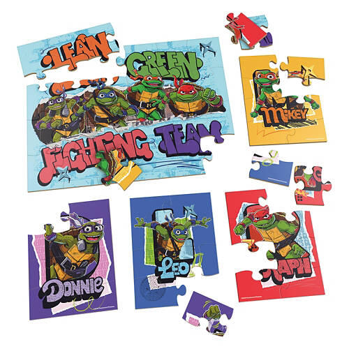 Kids 5 Piece Wooden Jigsaw Puzzle - Ninja Turtles