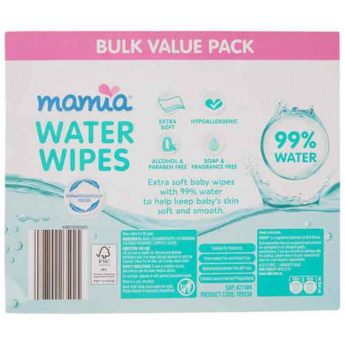 Baby Water Wipes 6x80 Pack