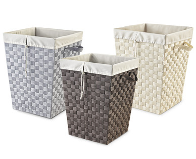 Easy Home Woven Strap Hamper With Liner