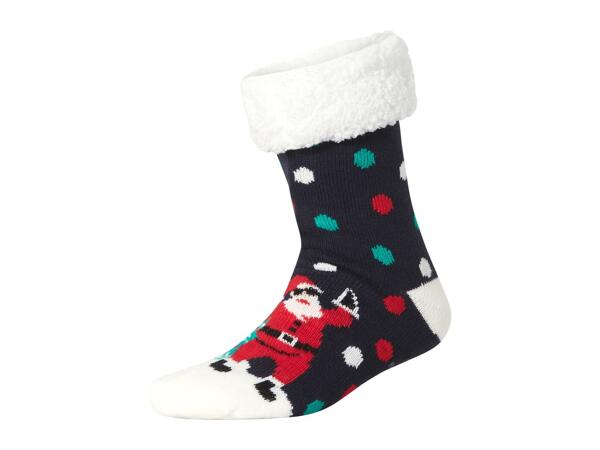 Adults' Navy Fluffy Christmas Socks