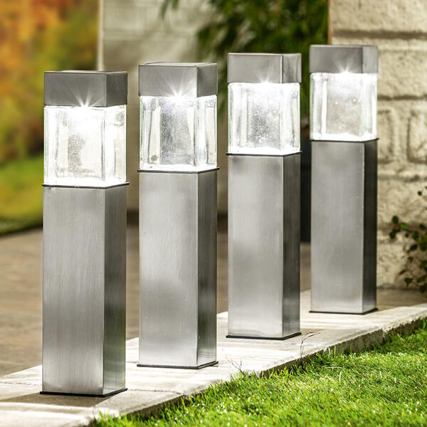 LED-Solar-Gartenlampe 4er-Set