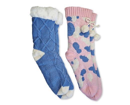 Serra Ladies 2 Pack Chunky Knit Slipper Socks