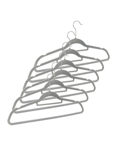 Flocked Grey Coat Hanger 6 Pack