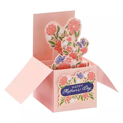 Pink Florals Pop-Up Box Mother's Day Card
