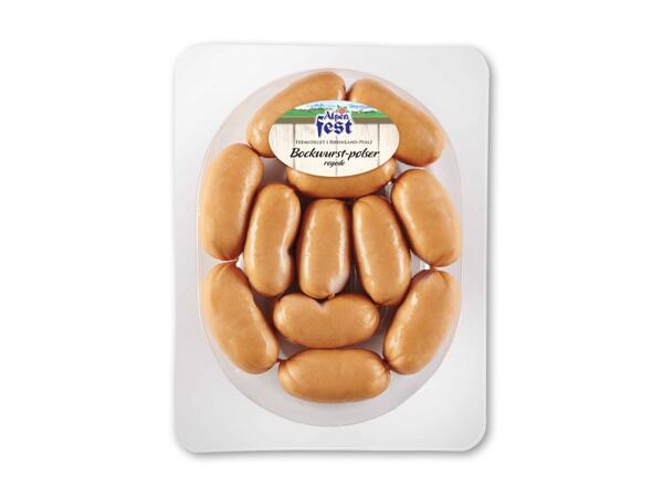 Røgede bockwurstpølser