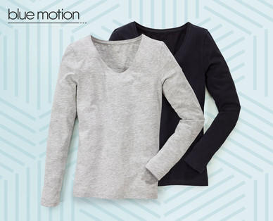 BLUE MOTION Damen-Langarm-Shirt, Baumwolle (Bio), Doppelpkg.