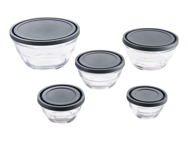 Livarno Home Grey Glass Bowl Set - 5 Pack