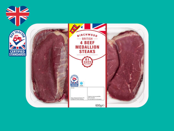Birchwood 4 British Beef 21-Day Matured Medallion Steaks