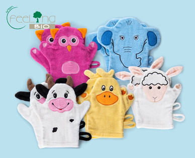 GREEN FEELING BIO Kinder-Waschhandschuhe Bio, Doppelpkg.