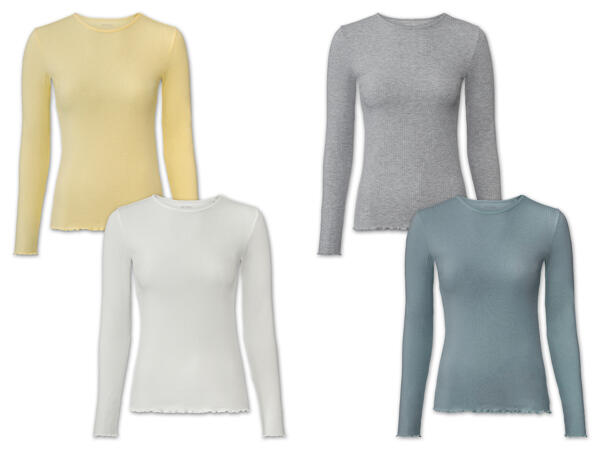 Damen Ripp-Langarmshirt, 2 Stück