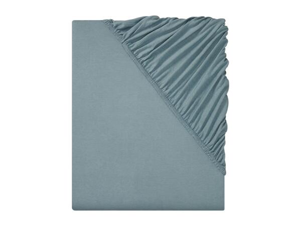 Livarno Home Blue Jersey Fitted Sheet - Single