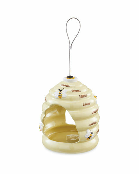 Cream Beehive Ceramic Bird Feeder