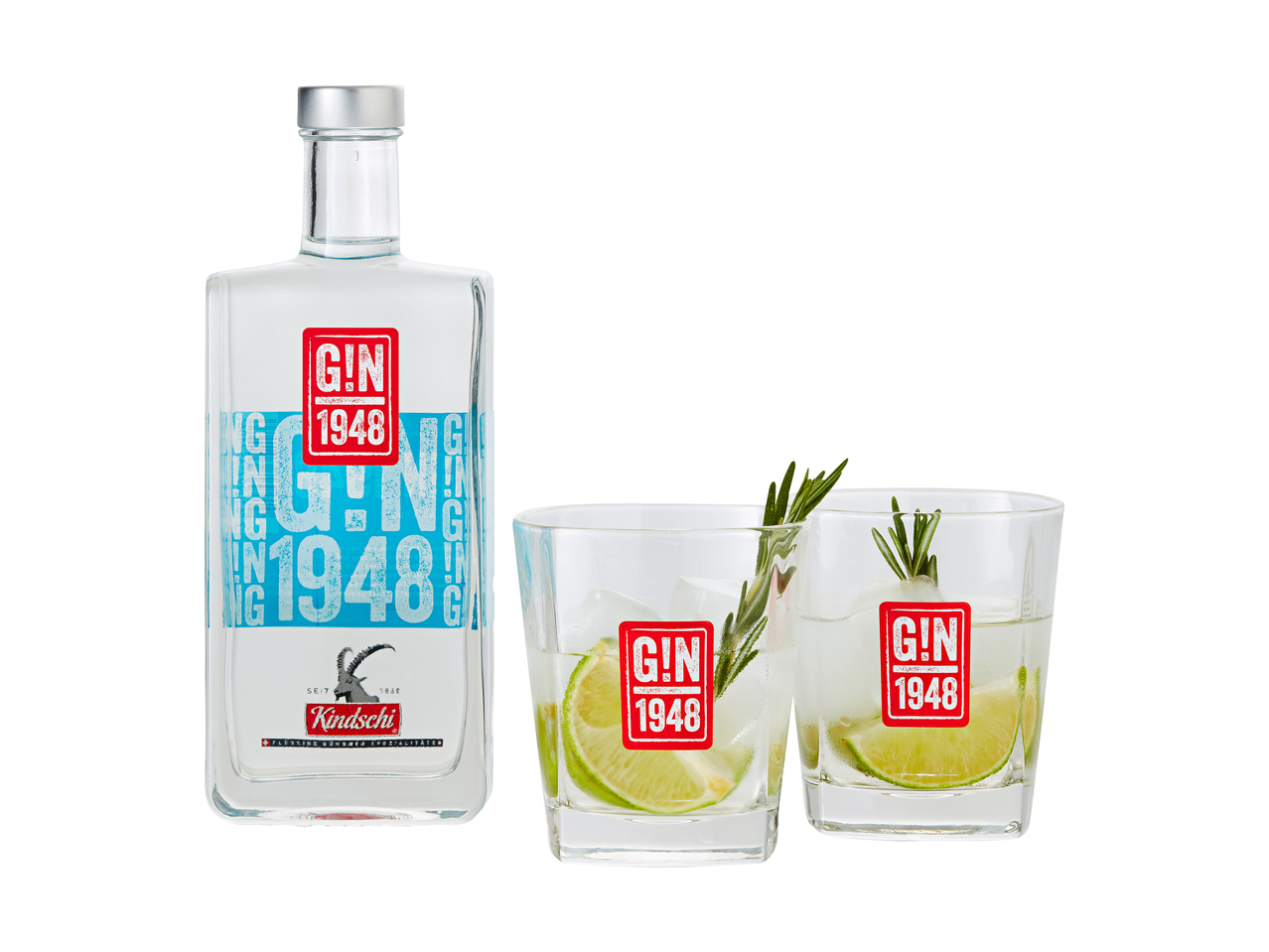 Set de gin avec verres G!N 1948