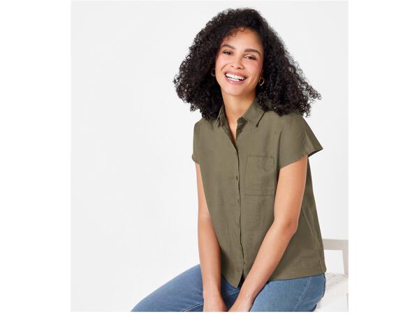 Ladies' linen-blend blouse