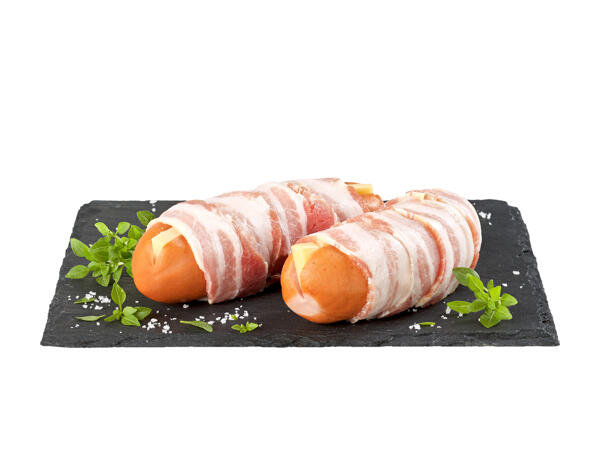 Cervelas au lard et au fromage