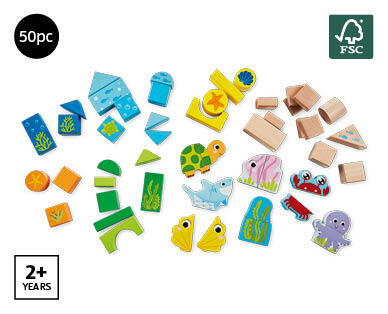 50 Piece Wooden Magnetic Block Sets