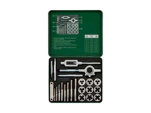 Set de tarauds ­d'incision et de filières, 21 pièces