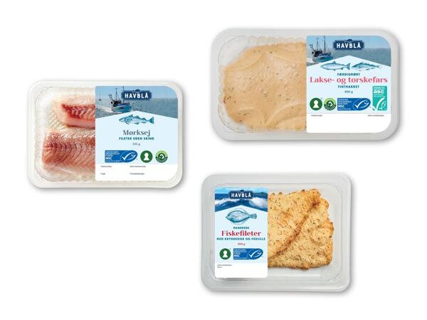 HAVBLÅ Lakse- og torskefars, fiskefileter eller mørksejfilet