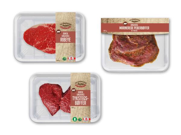 Ribeye steak, peberbøffer eller tykstegsbøffer