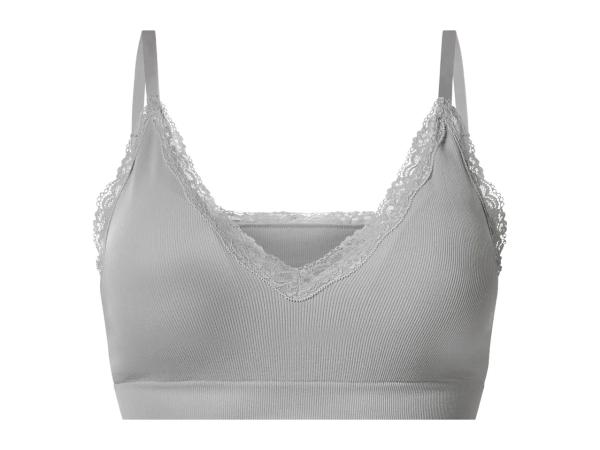 Esmara Ladies' Grey Ribbed Bra With Lace